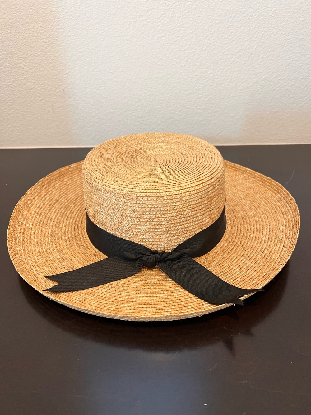 Lack of Color 100% Straw Boater Hat with Black Grosgrain Ribbon - Natural NWOT M